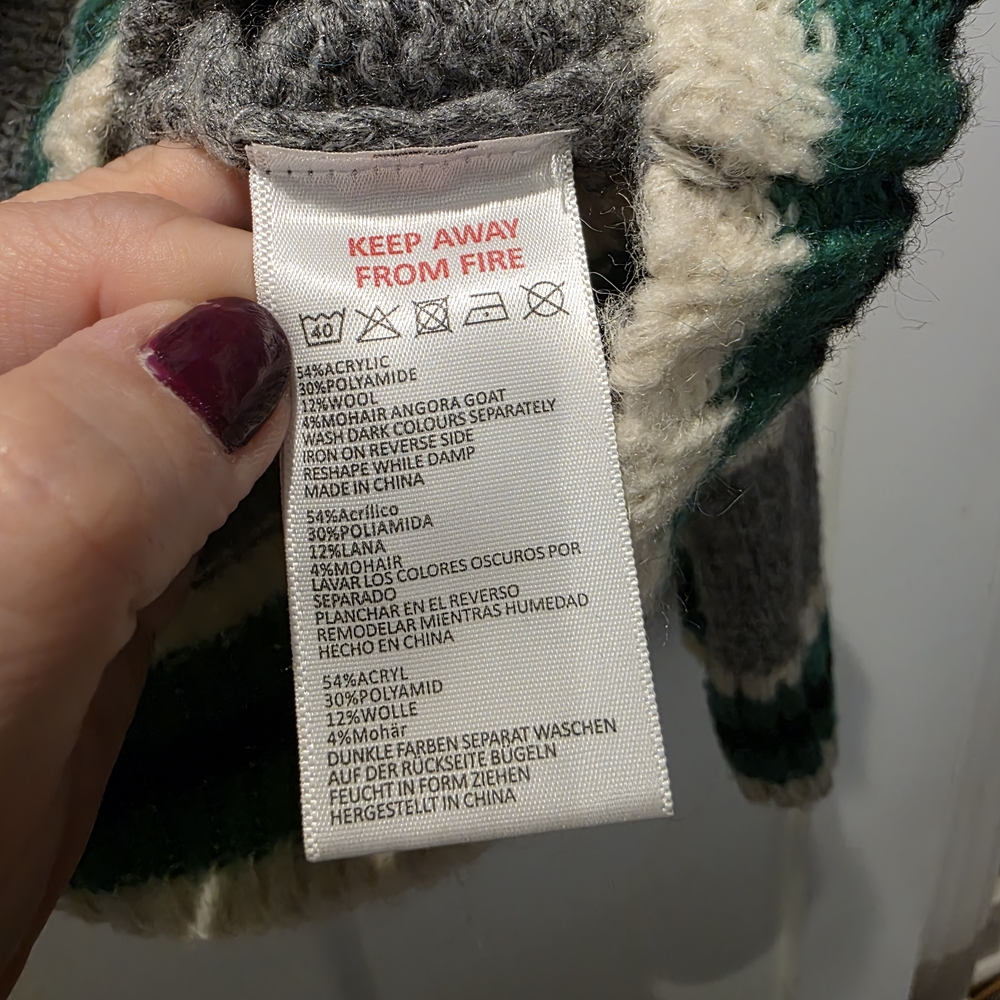 Urban Outfitters Womens Striped Boyfriend Sweater Oversized Gray Green XS Preppy - Picture 6 of 7